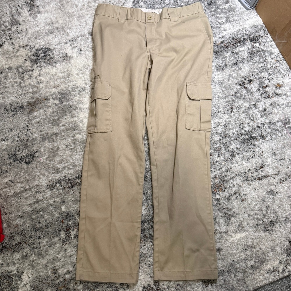 Dickies Flex Regular Straight Cargo Pants Mens 34x32 Khaki Tan Work Trousers - Picture 3 of 7